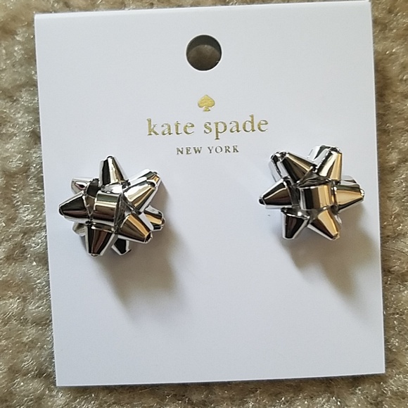 BNWT Kate spade silver bow stud earrings